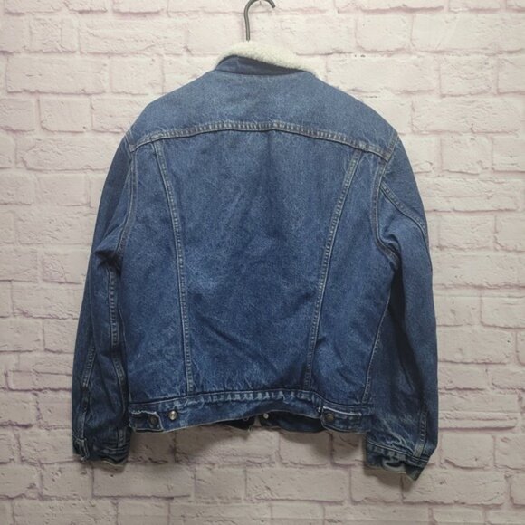 VTG 80s Levis Sherpa Lined Denim Trucker Jacket Size 42R USA Made Snap Closure - Picture 7 of 10